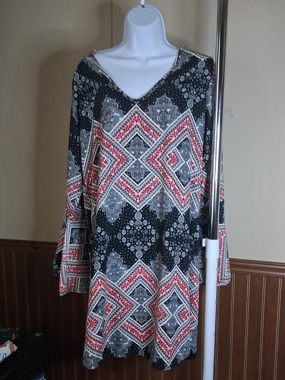 Rue21 Black Dress with Pink Geometric Print